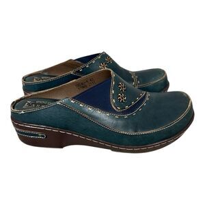 L'Artiste Chino by Spring Step Women's Green Hand Painted Leather clog size 42